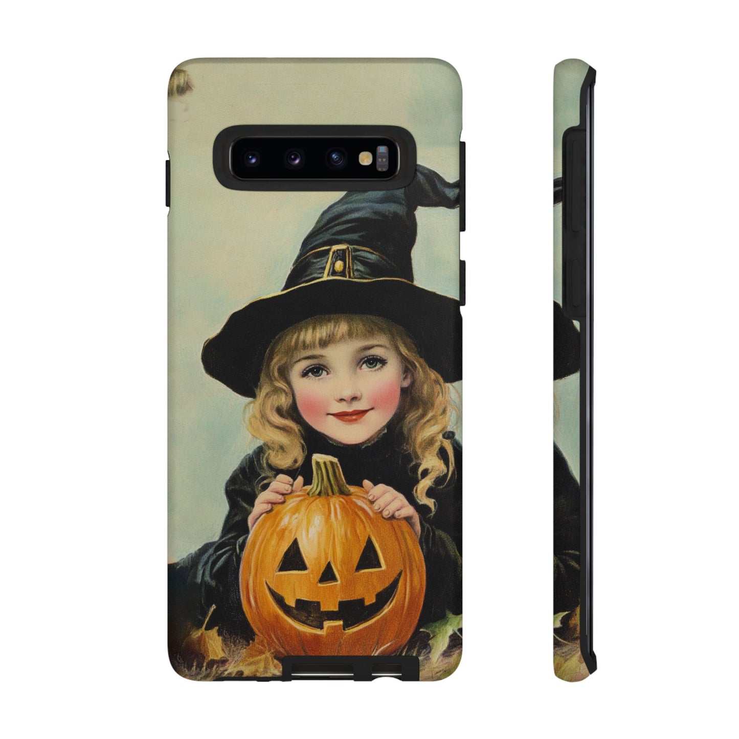 Vintage Halloween Card Witch and Jack-o'-lantern Phone Cover