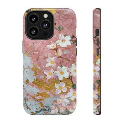 Pink Forget Me Nots Gold Floral Phone Case