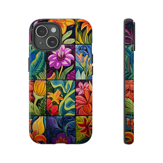 Mexican tile floral art phone case for iPhone 15
