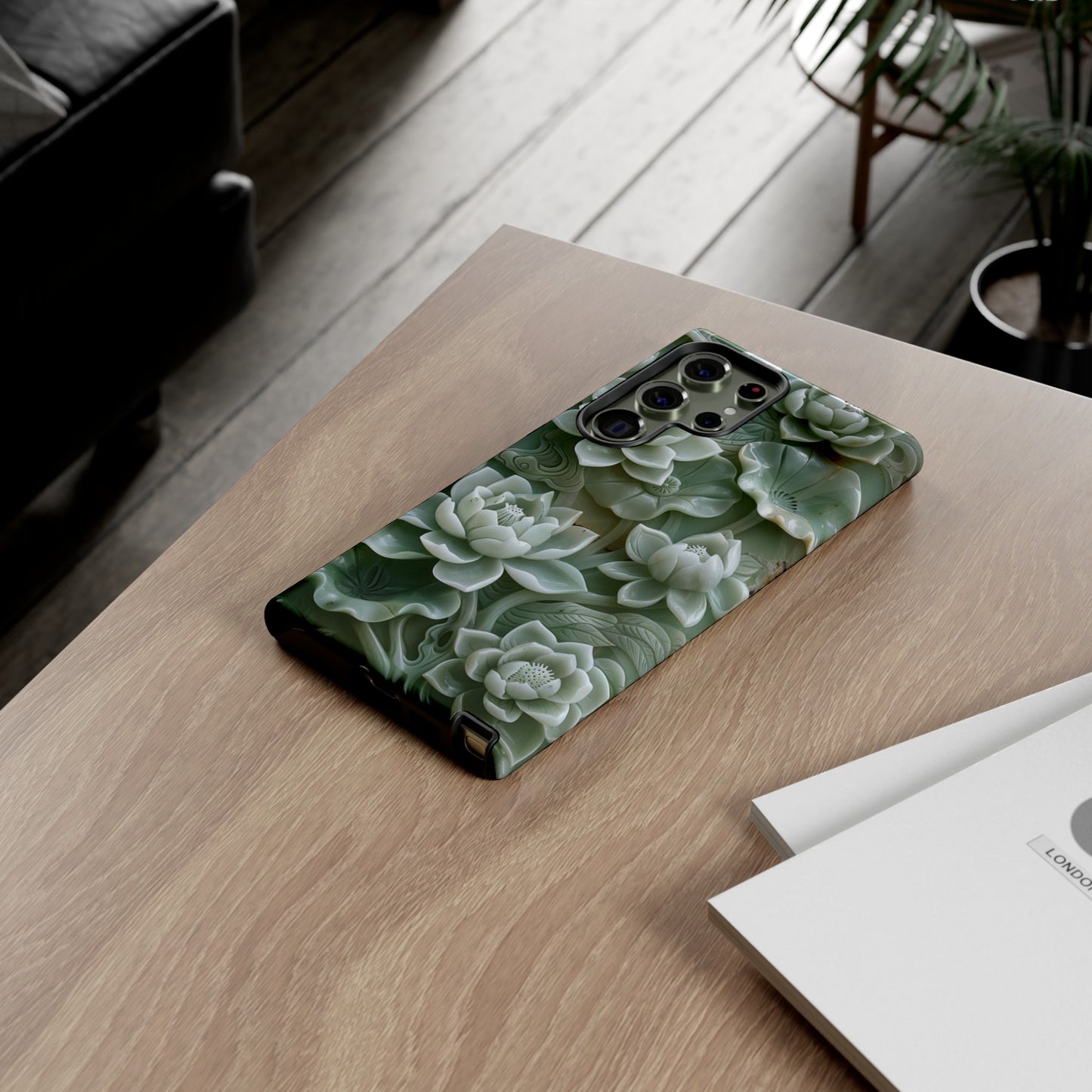 Green Jade Lotus Floral Art Phone Case