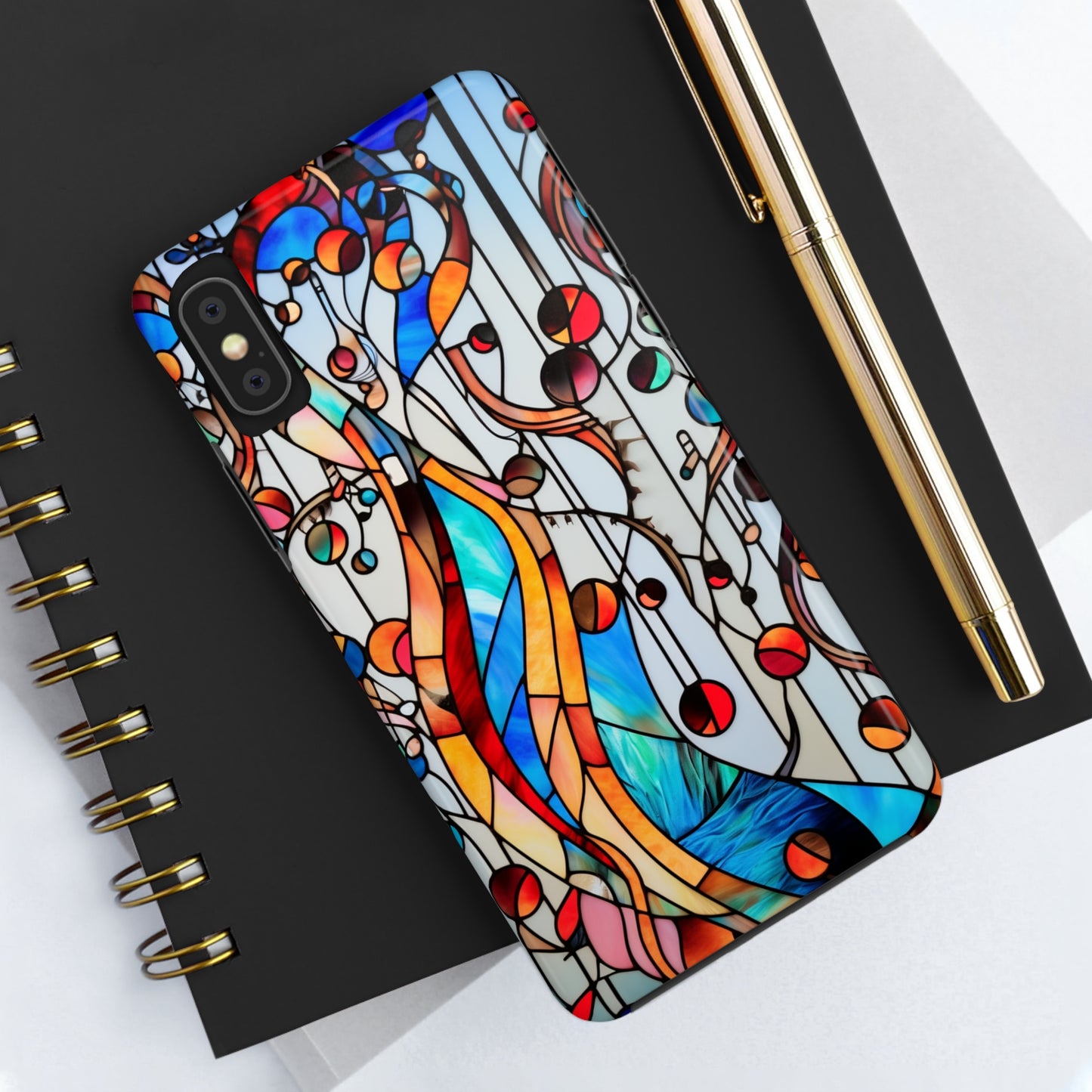 Golden Era Elegance: Art Deco Stained Glass iPhone Case | Vintage Glamour in Modern Protection