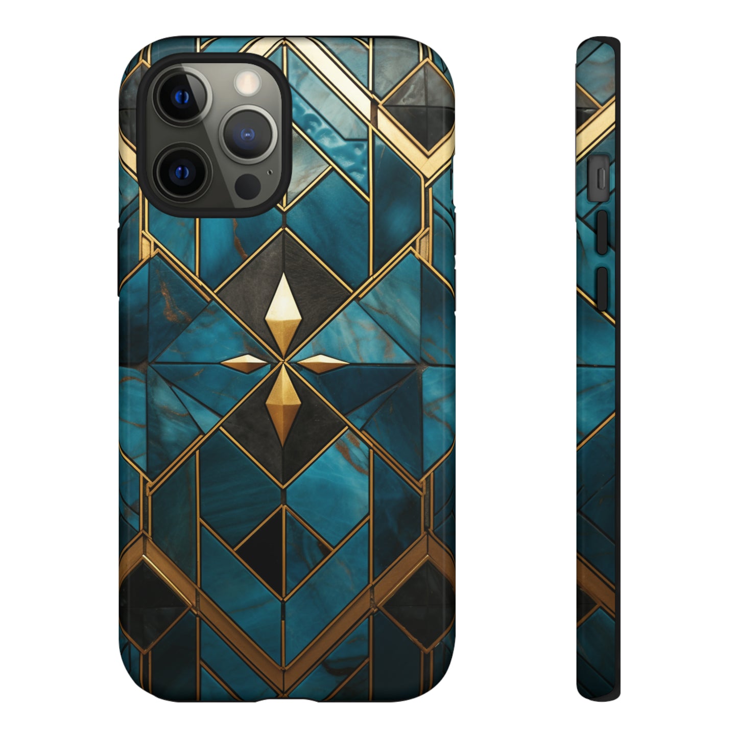 Gold and Blue Marble Mosaic Phone Case