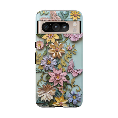 Pastel Pink Butterflies and Flowers iPhone Case