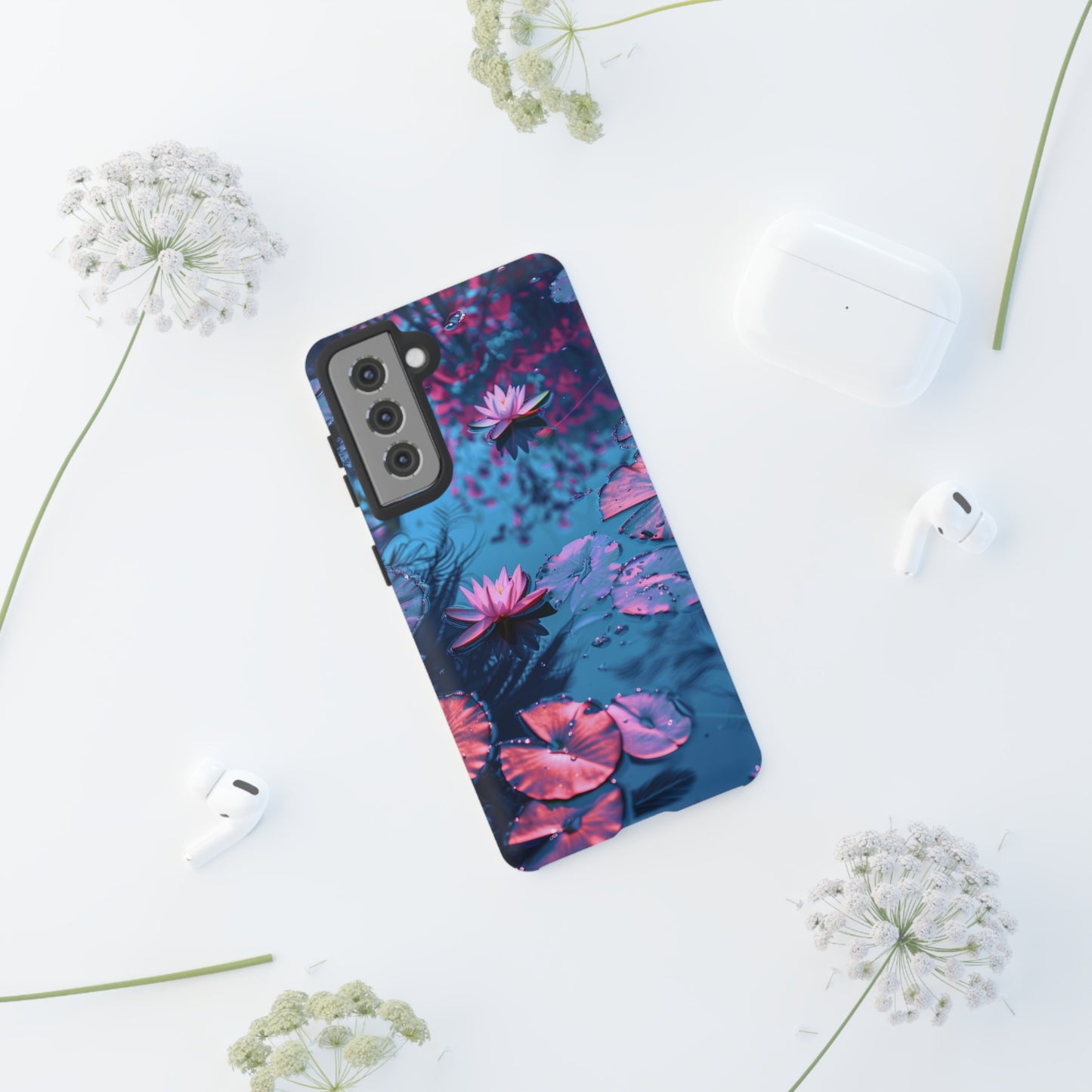 Magenta and Blue Color Zen Lily Pad Phone Case