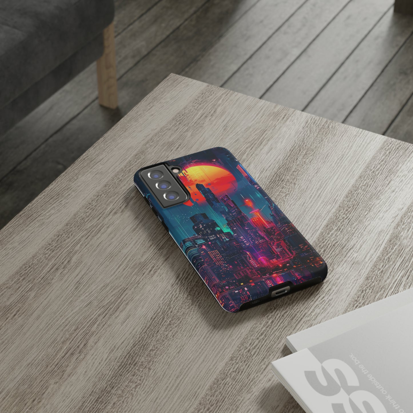 Cyberpunk Full Moon Cityscape Phone Case