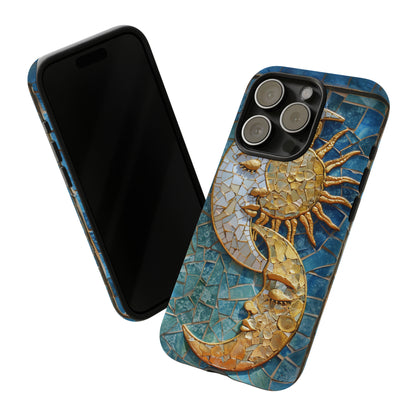 Boho Sun and Moon Mosaic Tile Stained Glass Phone Case