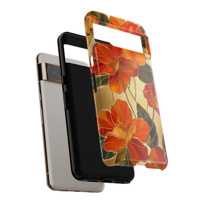 Orange Floral Phone Case Stained Glass Flower Aesthetic