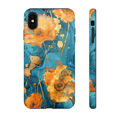 Gold Poppies Color Splash Floral Design Phone Case