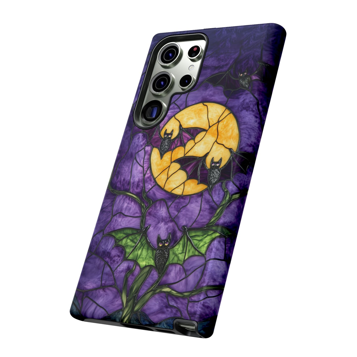 Full Moon Stained Glass Style Halloween Bats Phone Case