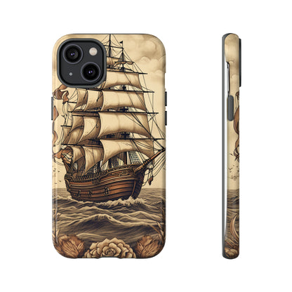 Vintage Tattoo Style Pirate Ship Phone Case