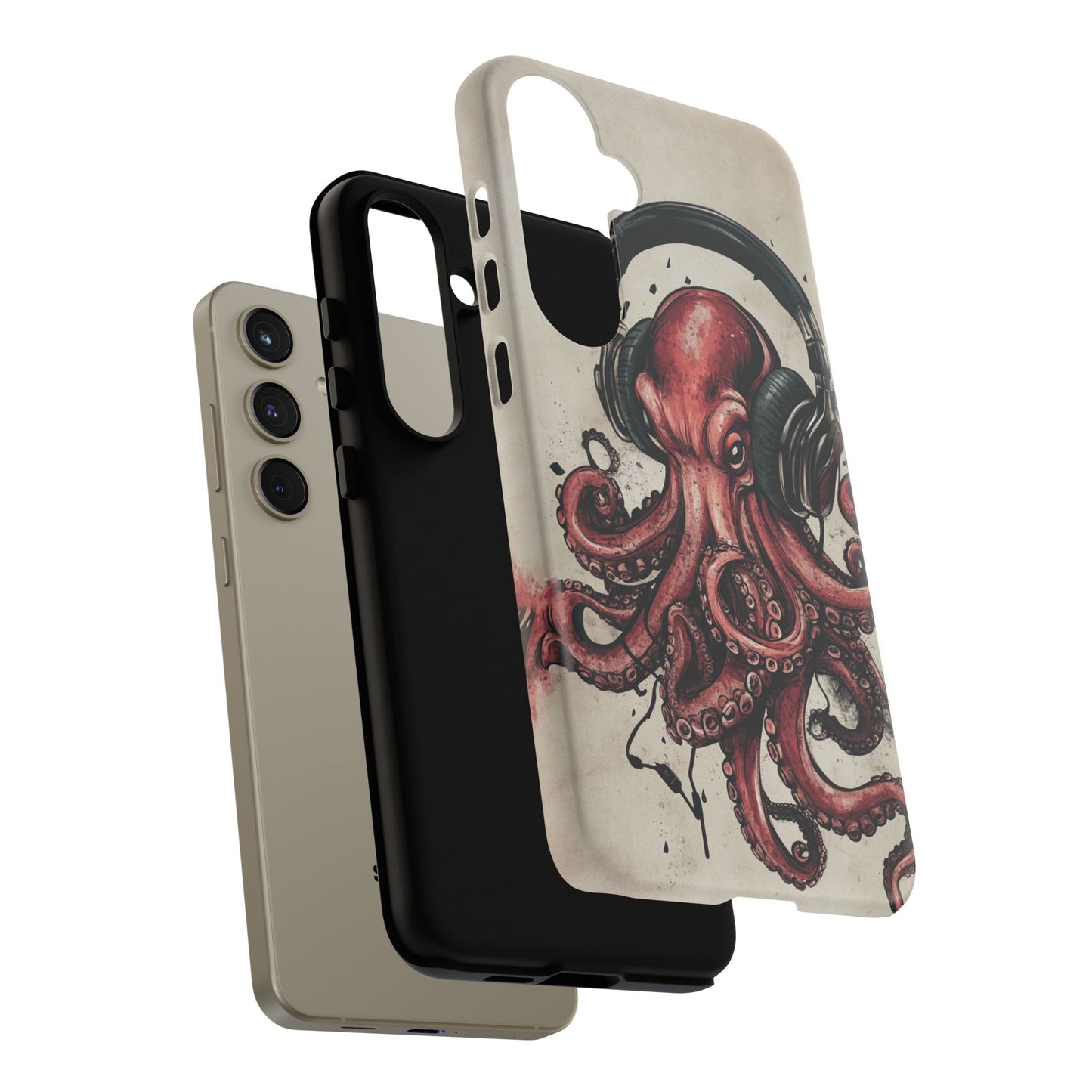 Retro Style Japanese Octopus Listening to Headphones Phone Cover