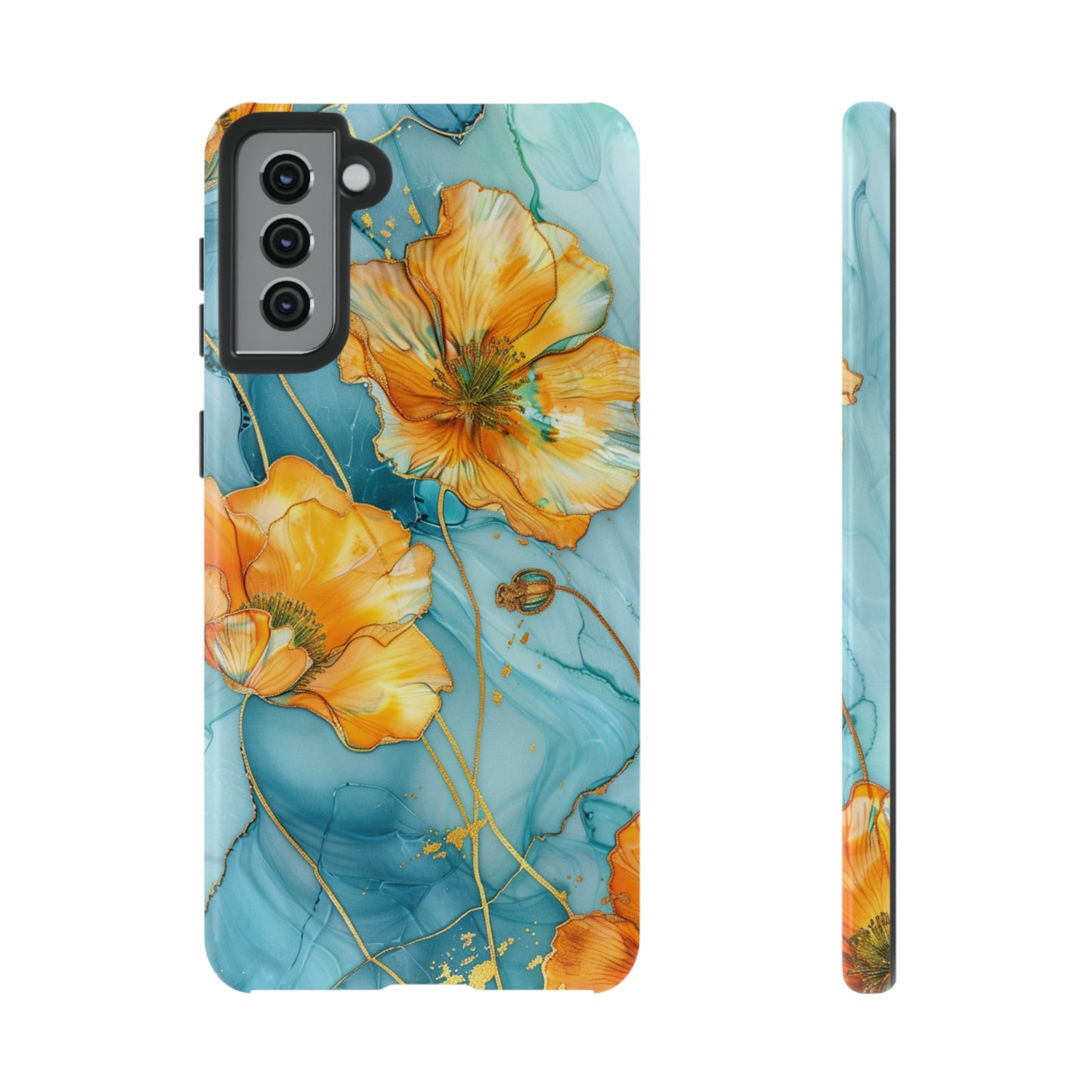 Gold Poppies Color Splash Floral Design Phone Case