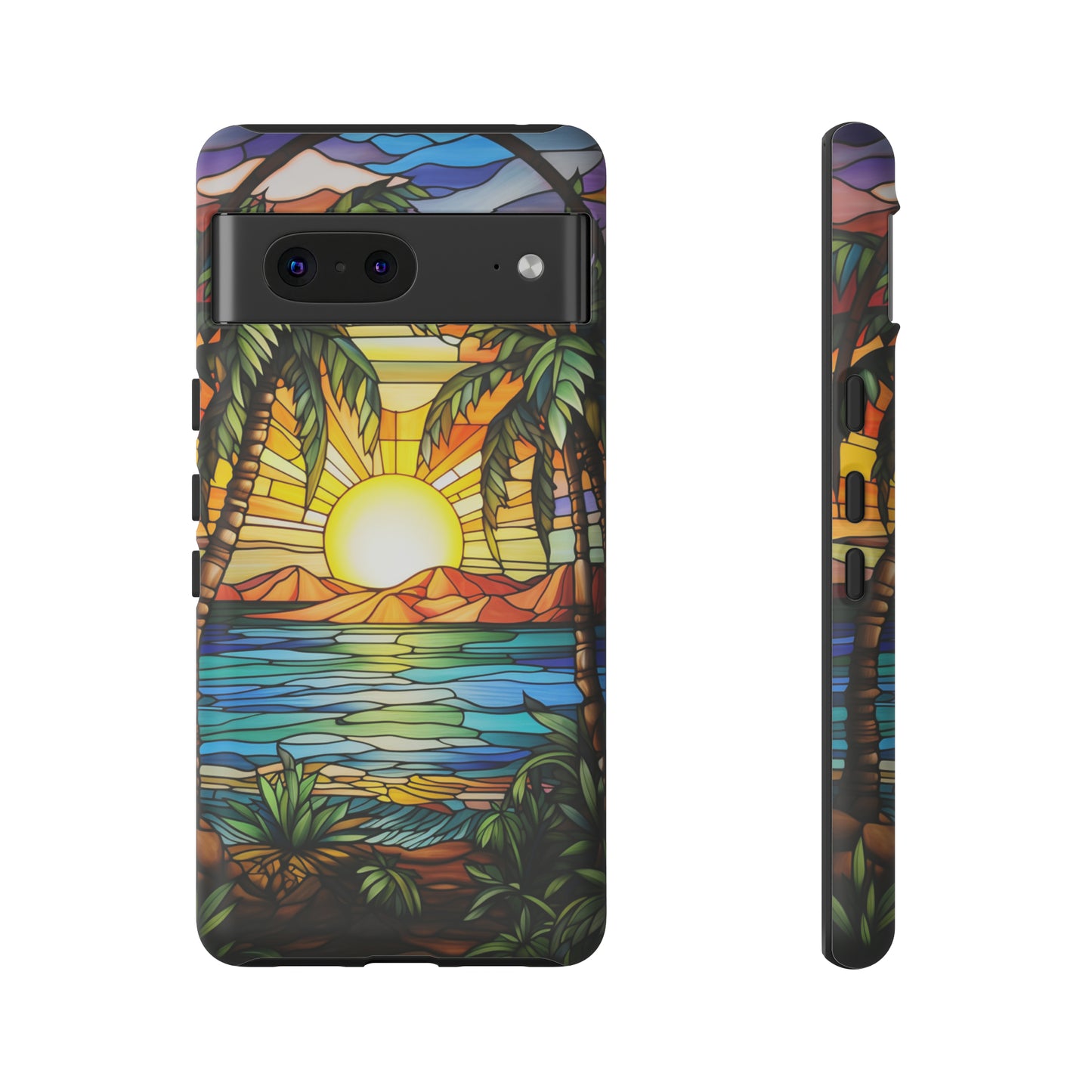 Tropical Stained Glass Sunset Beach