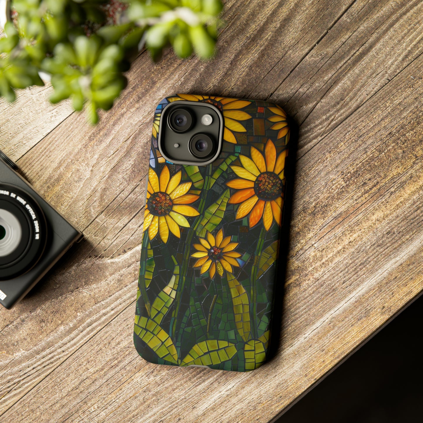 Yellow and Gold Daisy Mosaic Stained Glass Phone Case