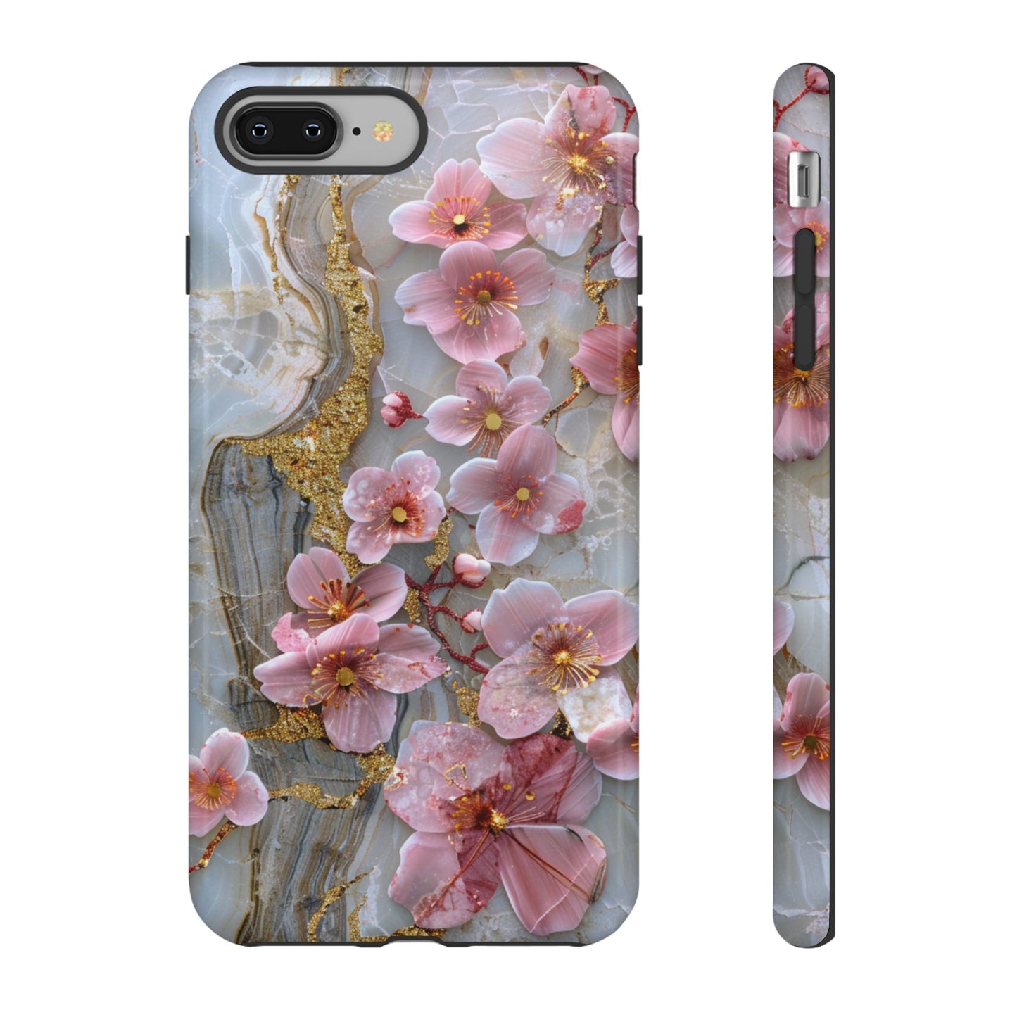 Pink Forget Me Nots Gold Floral Phone Case