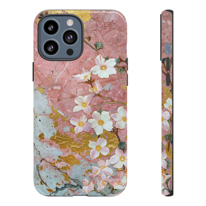 Pink Forget Me Nots Gold Floral Phone Case