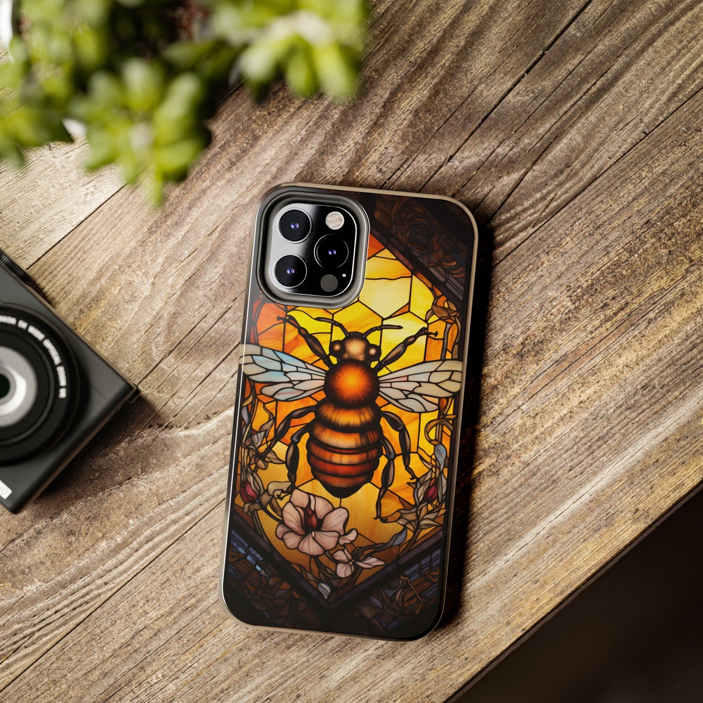 Stained glass Honey Bee iPhone Case | Embrace the Sweetness of Nature's Workers