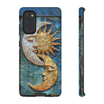 Boho Sun and Moon Mosaic Tile Stained Glass Phone Case