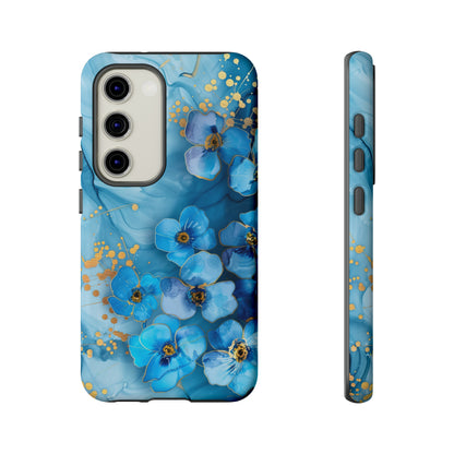 Forget Me Nots Gold Color Splash Floral Design Phone Case