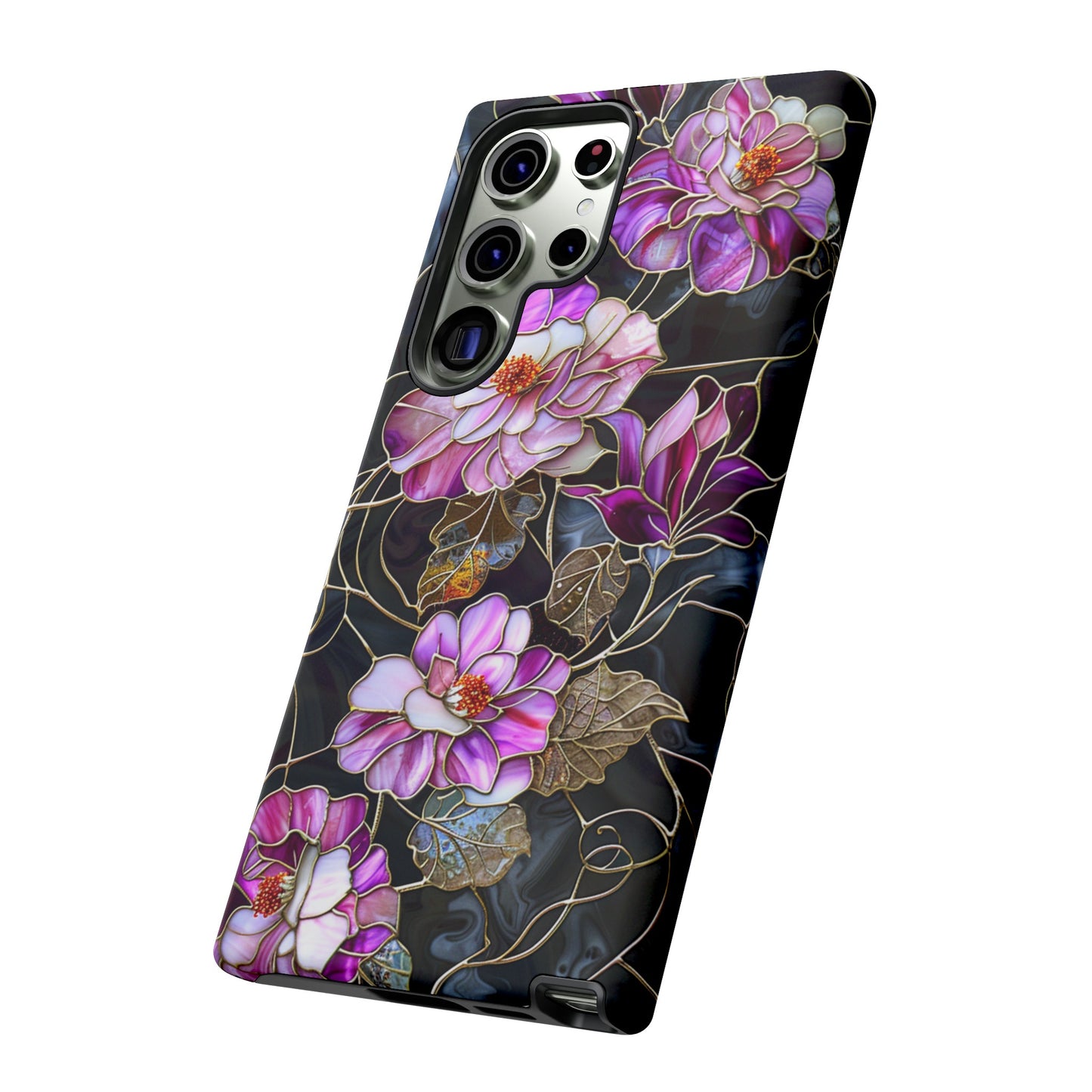 Magenta Color Floral Stained Glass Phone Case