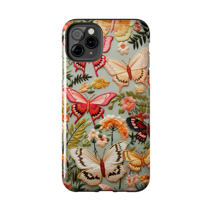 Embroidery Butterflies iPhone Case | Whimsical Elegance and Nature's Beauty in Handcrafted Detail