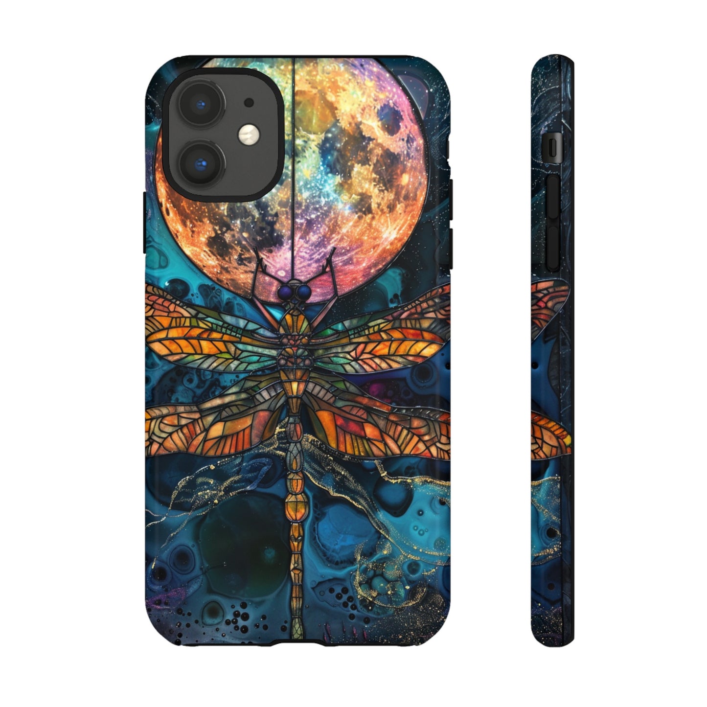 Full Moon Stained Glass Dragonfly Phone Cover