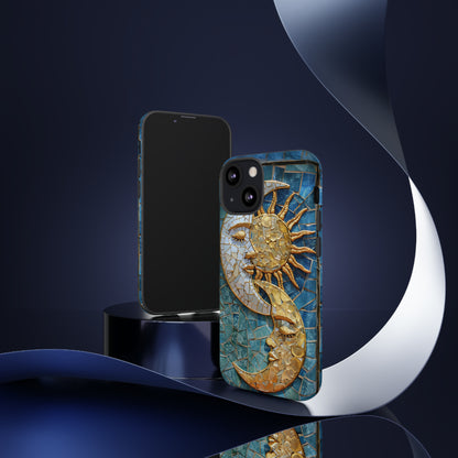 Boho Sun and Moon Mosaic Tile Stained Glass Phone Case