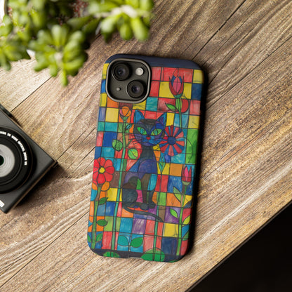 Cat in the Stained Glass Garden Phone Case