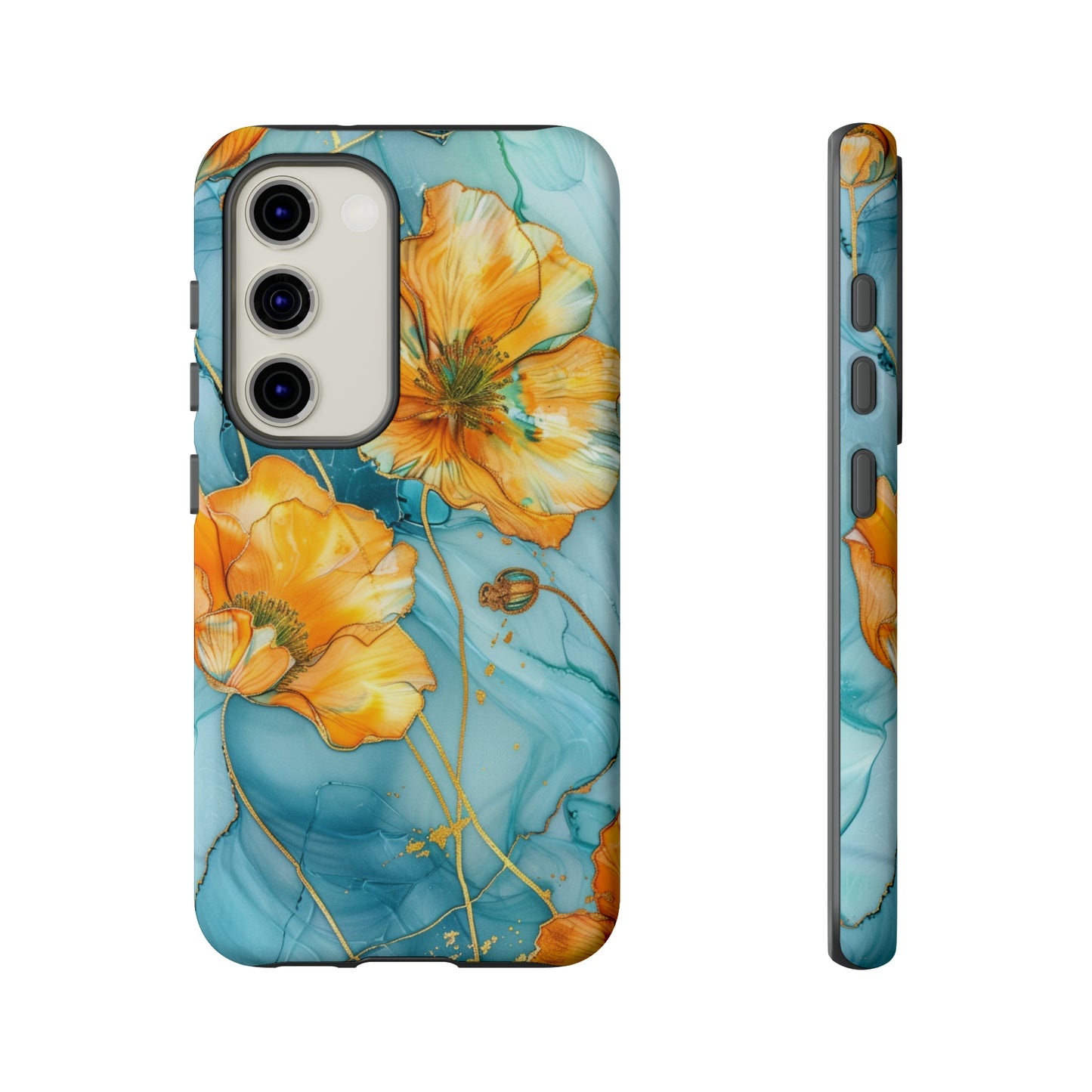 Gold Poppies Color Splash Floral Design Phone Case