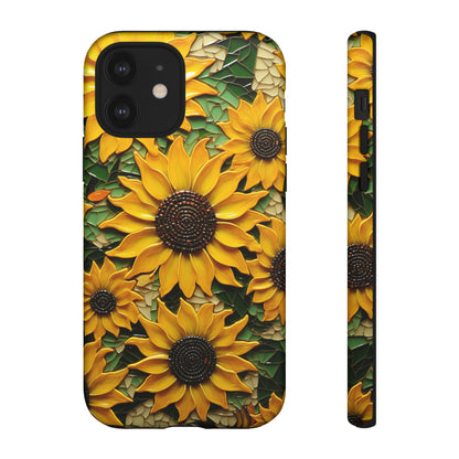 Sunflower Floral Color Explosion Mosaic Glass