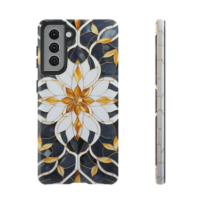 Art Deco Floral Gold & Blue Mosaic