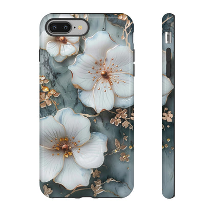 White Flower on Marble Stone  Phone Case