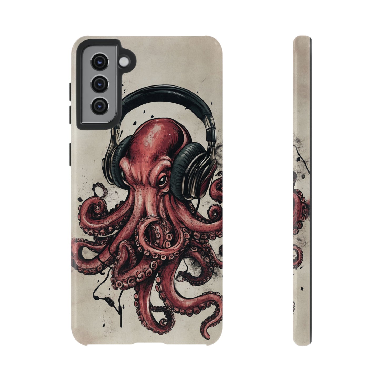 Retro Style Japanese Octopus Listening to Headphones Phone Cover