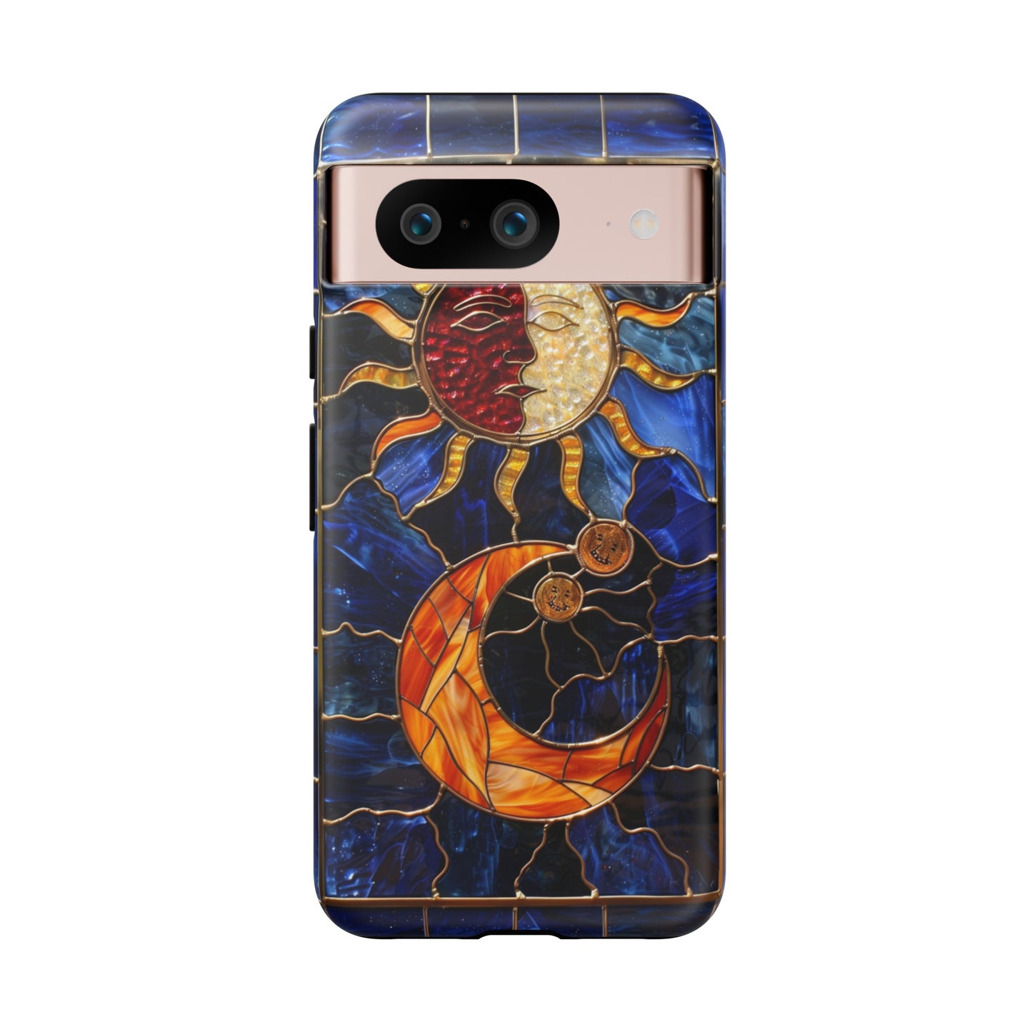 Celestial Stained Glass Moon and Stars iPhone 15 Case