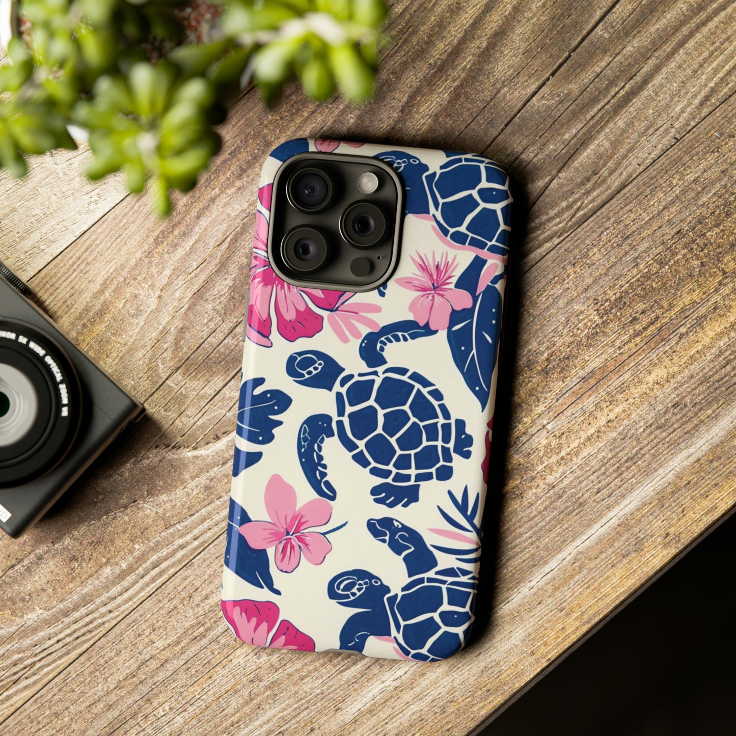 Undersea Floral Blue Sea Turtle Phone Case