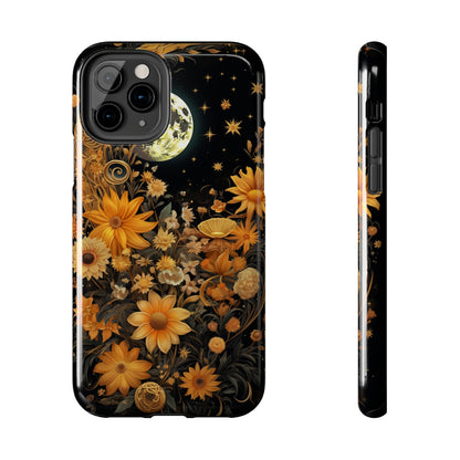 Cottagecore Floral Sun Moon Stars iPhone Case | Embrace Mystical Nature's Beauty