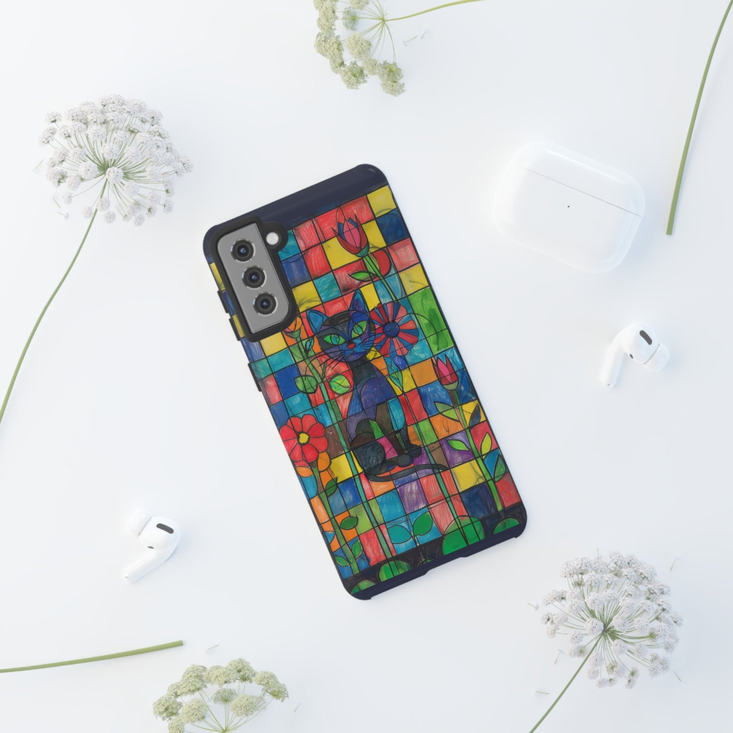 Cat in the Stained Glass Garden Phone Case