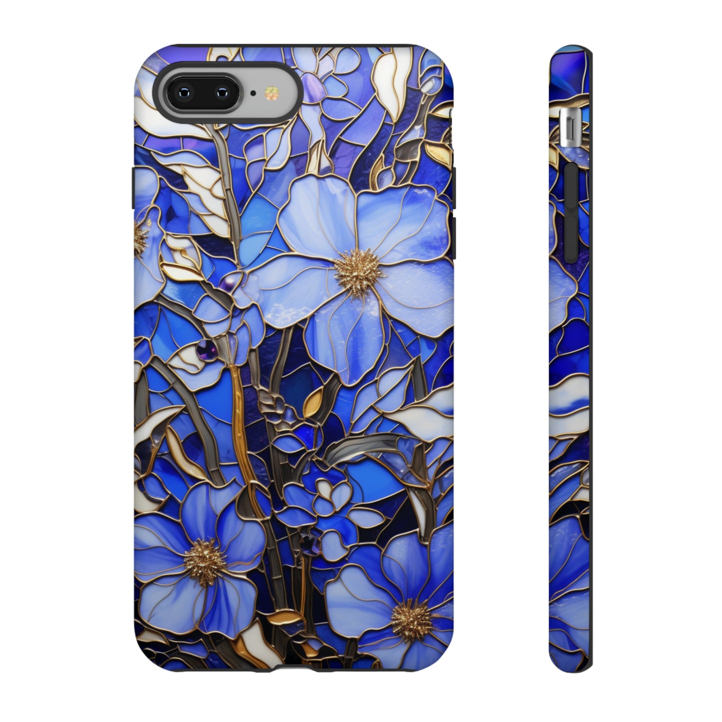 Periwinkle Stained Glass with Gold Inlay Phone Case for iPhone 15, 14, Pro Max, 13, 12 & Samsung Galaxy S23, S22, S21, Google Pixel