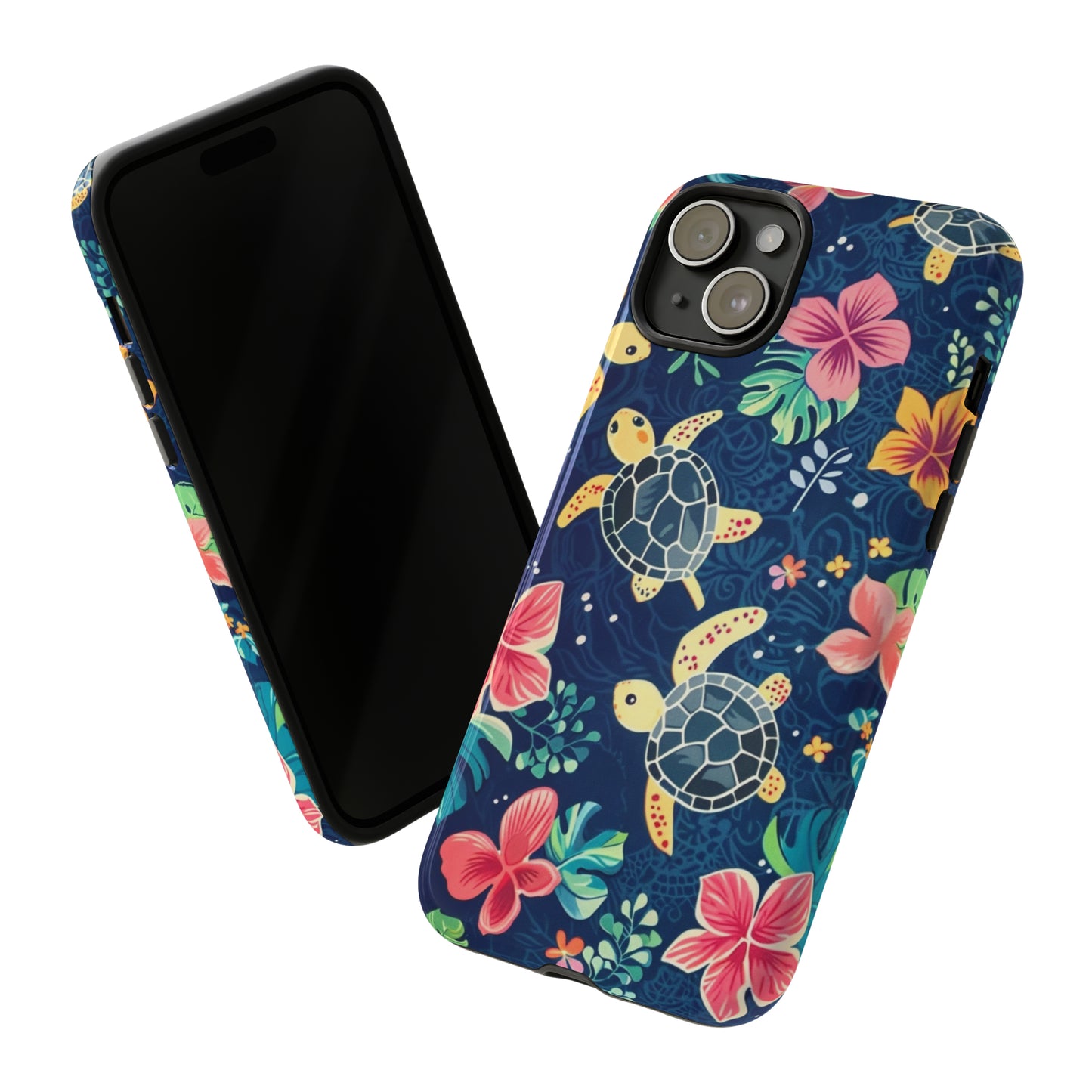 Undersea Floral Blue Sea Turtle Phone Case