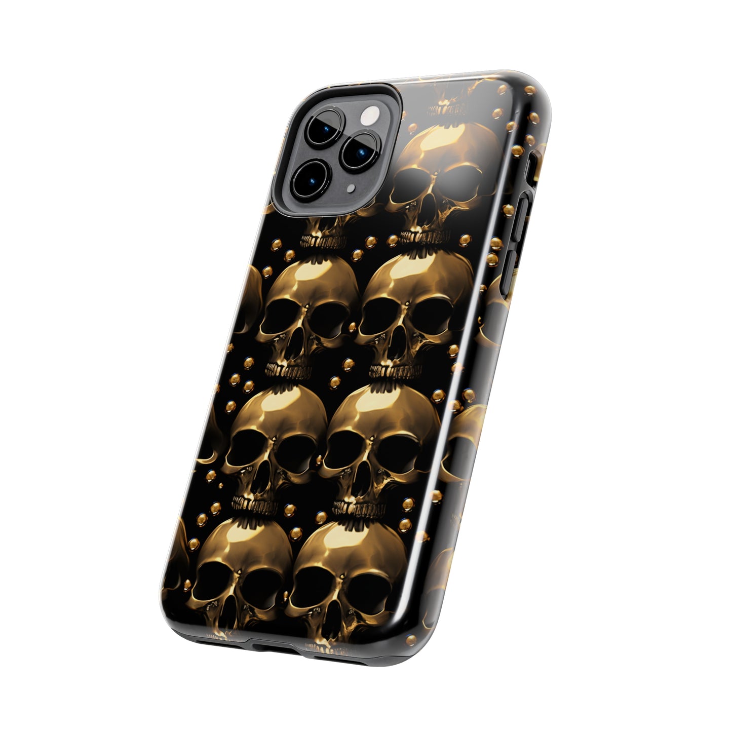 iPhone Case Golden Enigma: Where Goth Meets Glamour | Gold Skulls iPhone Tough Case