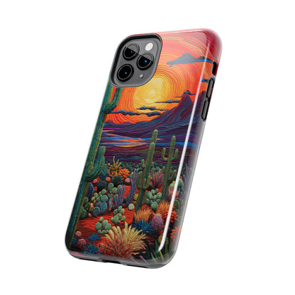 Desert Cactus Embroidery Style Phone Case