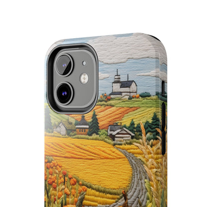 Harvest Hues: Halloween Pumpkin Patch | Embroidered Landscape for iPhone Range