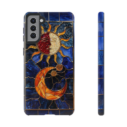 Celestial Stained Glass Moon and Stars iPhone 15 Case