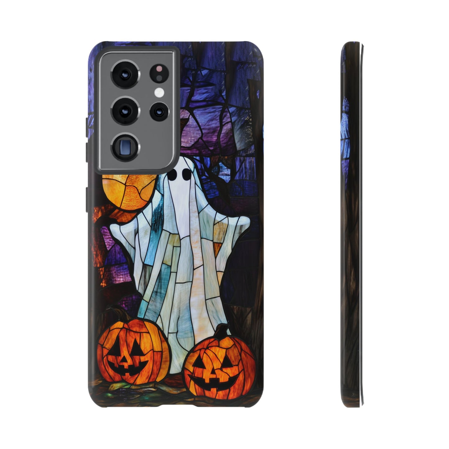 Stained Glass Halloween Ghost and Jack-o'-Lanterns Phone Cover