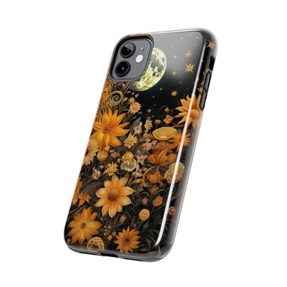 Cottagecore Floral Sun Moon Stars iPhone Case | Embrace Mystical Nature's Beauty