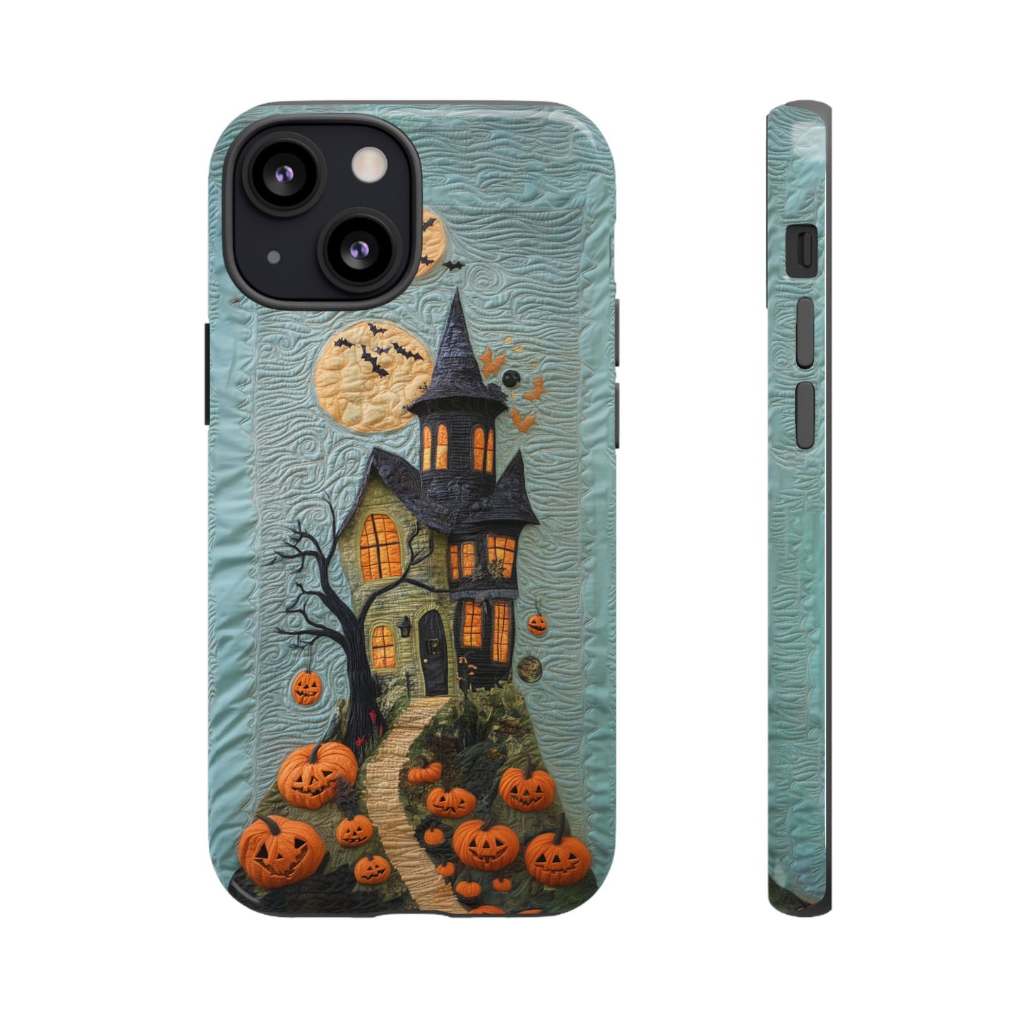 Halloween Haunted House Vintage Embroidery Style Phone Cover