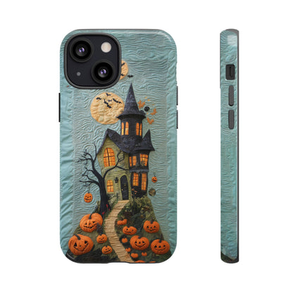 Halloween Haunted House Vintage Embroidery Style Phone Cover