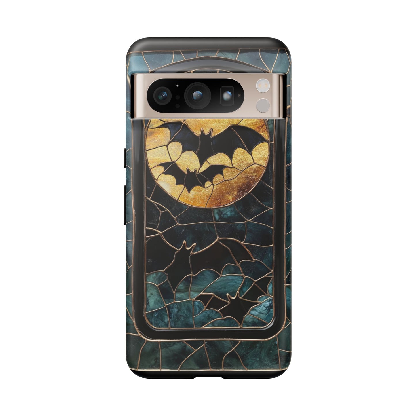 Halloween Phone Case Bats Stained Glass Style Spooky Moon Phone Cover