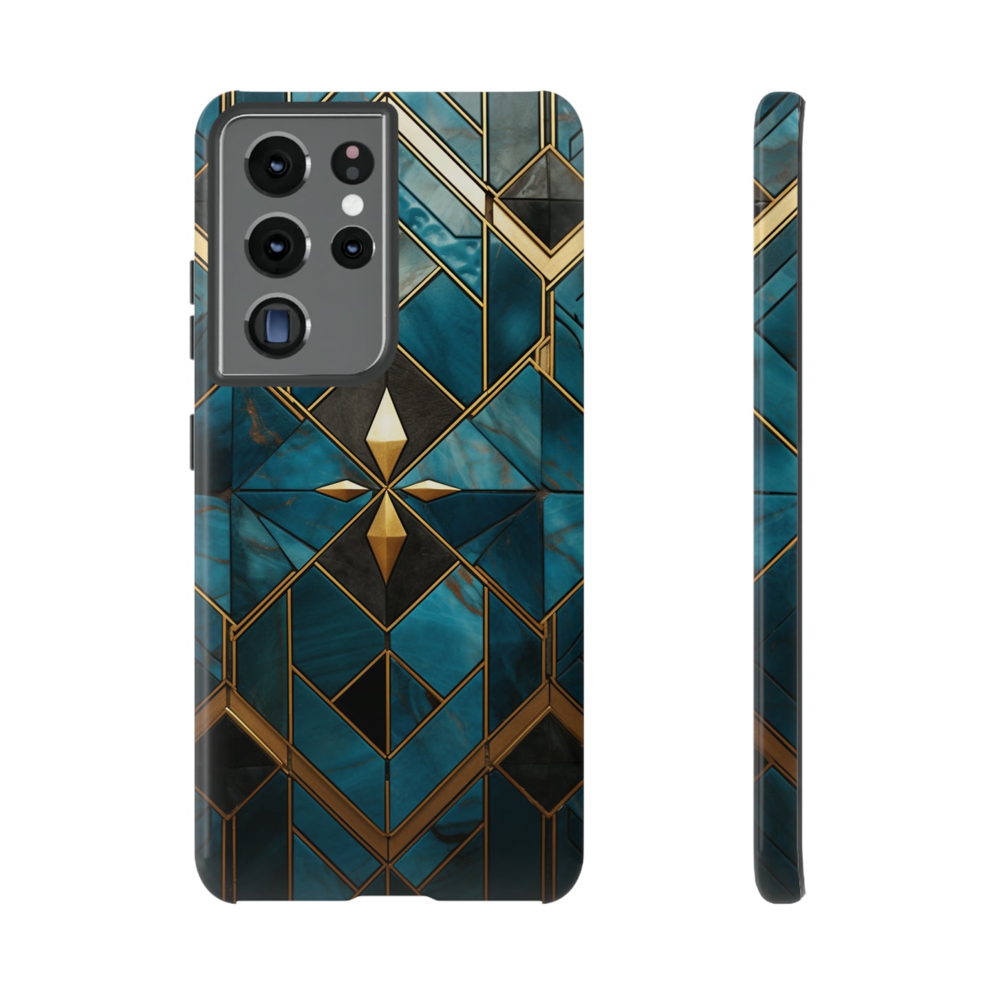 Gold and Blue Marble Mosaic Phone Case