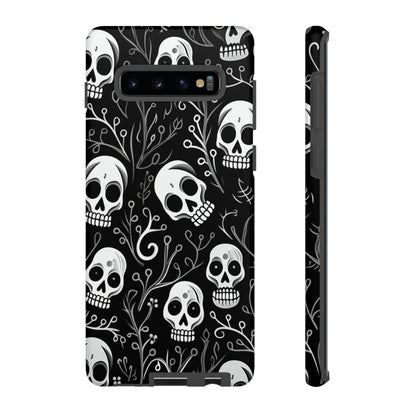 Join the Goth Side: Black Skull Floral Print | Mystical Elegance Case for iPhone, Samsung Galaxy, and Google Pixel